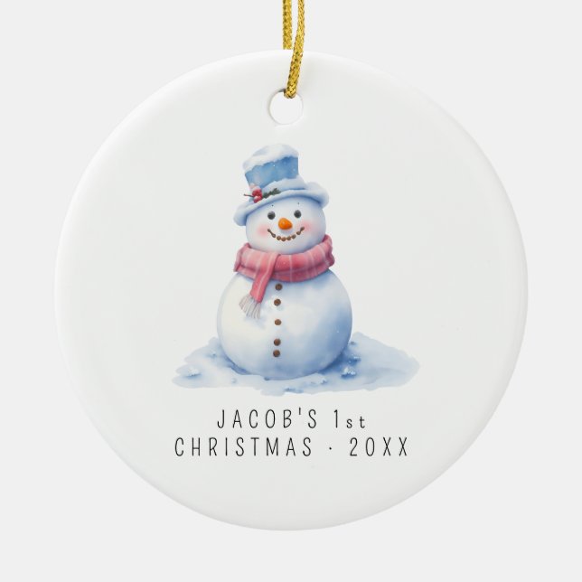 Baby Snowman | Erste Weihnachten des Kindes Keramik Ornament (Vorne)