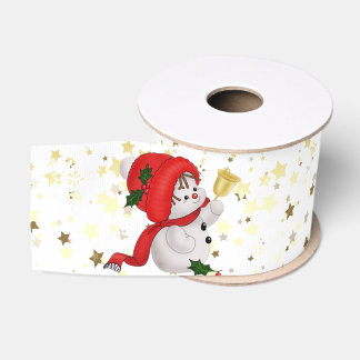 Baby Snowman mit Bell Christmas Satin Ribbon Ripsband