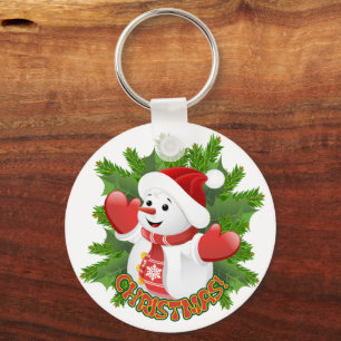 Baby Snowman mit Crystal Snowflakes Ornament Schlüsselanhänger