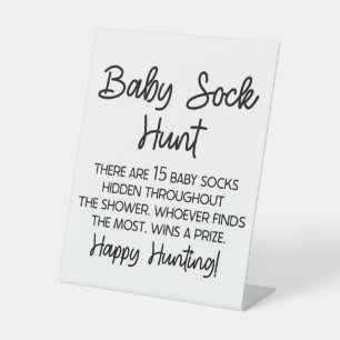 Baby Sock Hunt Baby Showspielzeichen Sockelschild
