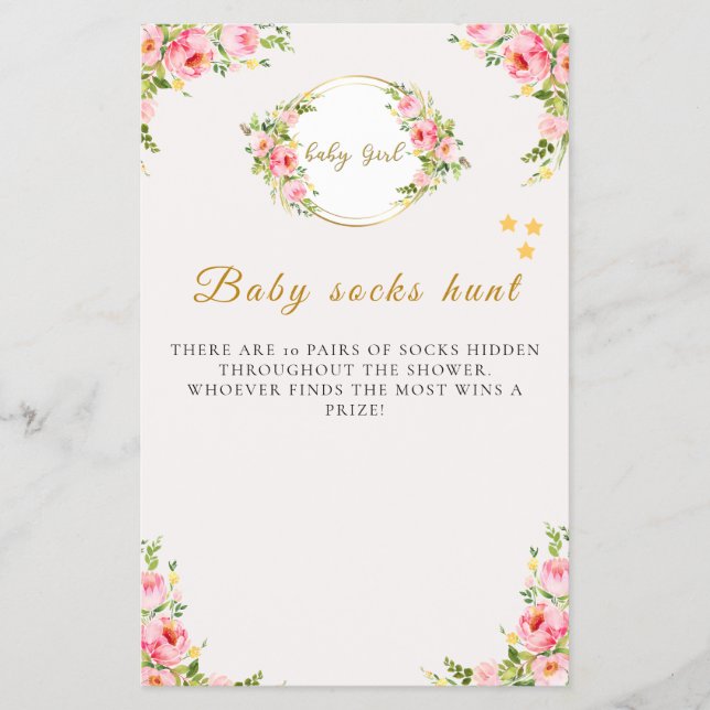 Baby Sock Hunt Game, Baby Show Game Flyer (Vorne)