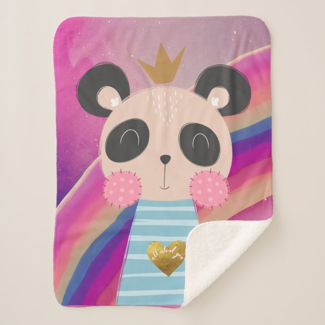 Baby Soft Sherpa Fleece Blanket: King Panda Design Sherpadecke (Vorderseite)