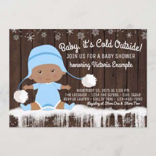 Baby son froid dehors Ethnic Boy Shower Invitation