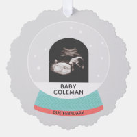 Baby Sonogram Snow Globe Weihnachtskarten
