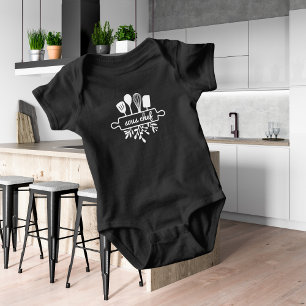 Baby Sous Koch Küche Utensil and Greenery Strampler