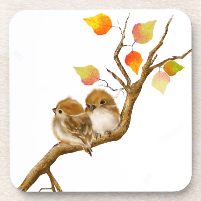 Baby Sparrow Birds Hard Plastic Untersetzer (Vorderseite)