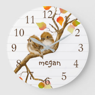 Baby Sparrow Birds Wall Clock Große Wanduhr