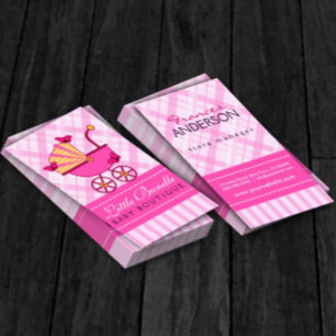 Baby-Speicher-Baby-Geschäfts-Butike-RosaStroller Visitenkarte