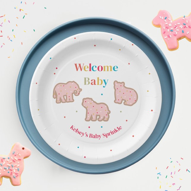 Baby Sprinkle Animal Cookies Girl Baby Shower Pappteller (Von Creator hochgeladen)
