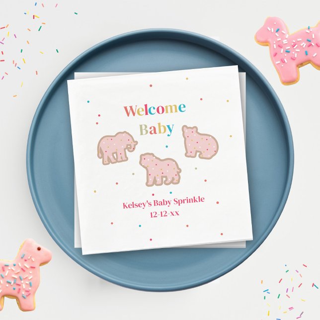 Baby Sprinkle Animal Cookies Girl Baby Shower Serviette (Von Creator hochgeladen)