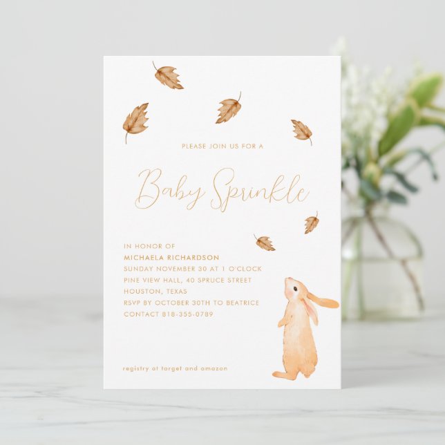 BABY SPRINKLE AUTUMN MODERNE MINIMAL BABY SHOWER | EINLADUNG (Stehend Vorderseite)
