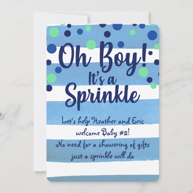 Baby Sprinkle - Baby Boy einladen Einladung (Vorderseite)