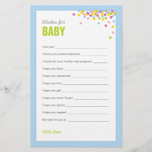 Baby Sprinkle / Baby Dusche Wünsche für Baby - Bla