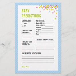 Baby Sprinkle Baby Predictions Card - Blue