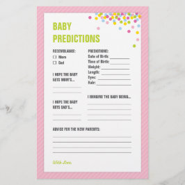 Baby Sprinkle Baby Predictions Card - Rosa
