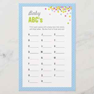 Baby Sprinkle / Baby Shower ABCs Game - Blau