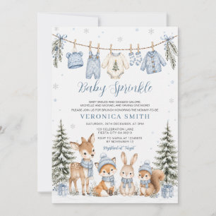 Baby Sprinkle Blau Winterwald Baby Shower Einladung