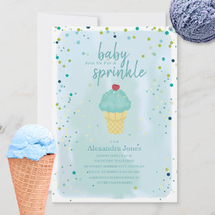 Baby Sprinkle Blue Ice Cream Baby Dusche Einladung