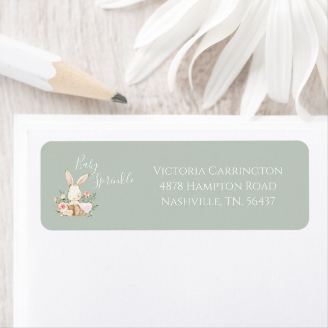 Baby Sprinkle Bunny Sage Green Baby Dusche (Insitu)