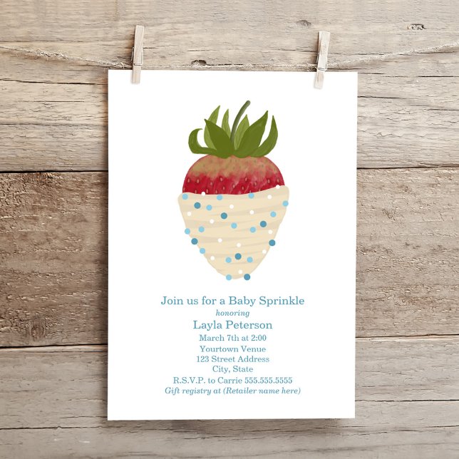 Baby Sprinkle Chocolate Strawberry Boy Babydusche Einladung (Von Creator hochgeladen)