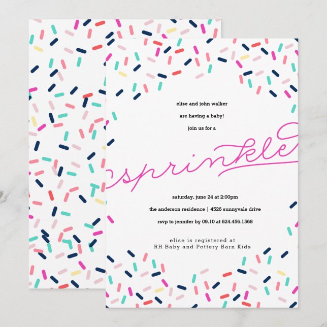 BABY SPRINKLE CONFETTI INVITATION EINLADUNG (Vorne/Hinten)