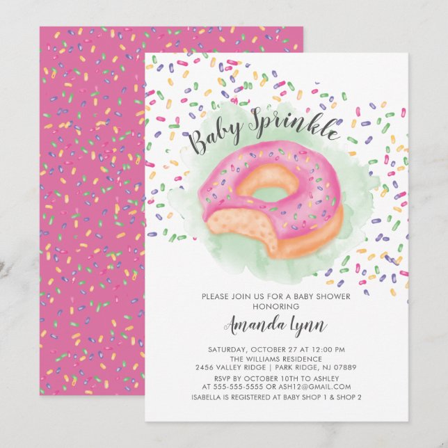 Baby Sprinkle Donut Babydusche Einladung (Vorne/Hinten)