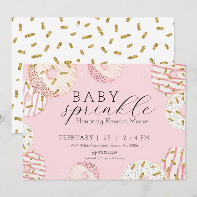 Baby Sprinkle Donut Einladung (Vorne/Hinten)
