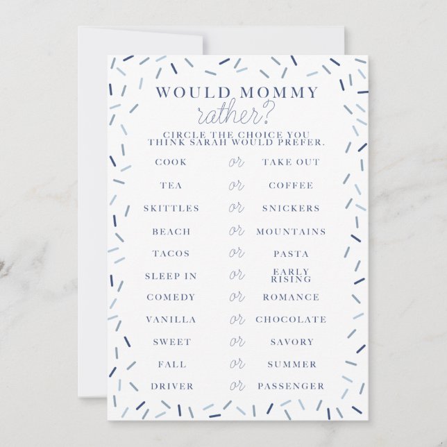 Baby Sprinkle Duschspiel Einladung (Vorderseite)