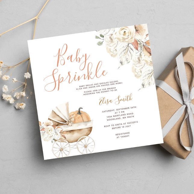 Baby Sprinkle Floral Pumpkin Carriage Baby Dusche Einladung (Von Creator hochgeladen)