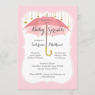 Baby Sprinkle Girl Dusche Rosa Regenschirm Einladu Einladung