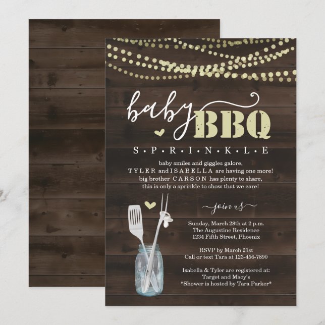 Baby Sprinkle GRILLEN - Couple's Baby Q Barbeque Einladung (Vorne/Hinten)