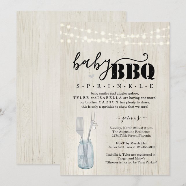 Baby Sprinkle GRILLEN - Couple's Baby Q Barbeque I Einladung (Vorne/Hinten)