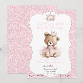 Baby Sprinkle Invitation Teddy Bear Princess Einladung