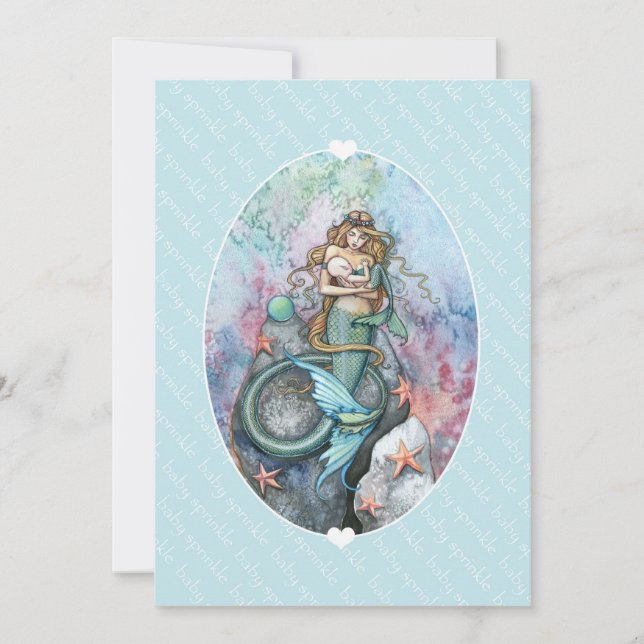 Baby Sprinkle lädt Mermaid und Baby ein Einladung (Vorderseite)