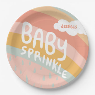 BABY SPRINKLE Niedliche Wolken Regenbogen Regen ro Pappteller