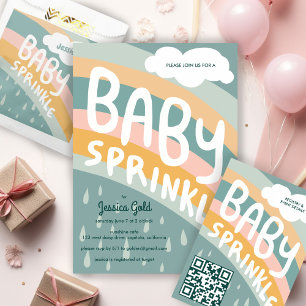 BABY SPRINKLE Niedliche Wolken Regenbogenregen Cus Einladungspostkarte