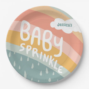 BABY SPRINKLE Niedliche Wolken Regenbogenregen Cus Pappteller
