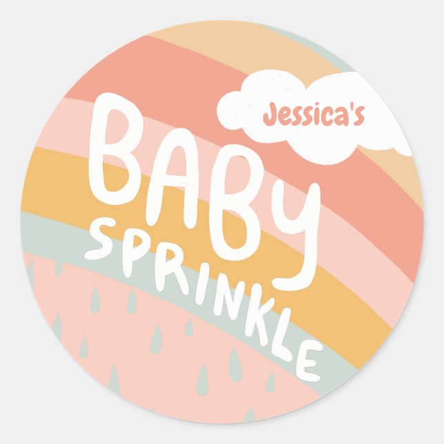 BABY SPRINKLE Niedliche Wolken Regenbogenregen Cus Runder Aufkleber (Vorderseite)