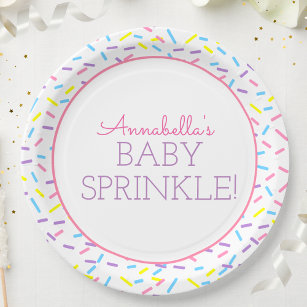 Baby Sprinkle Papierplatte mit rosa Kontur Pappteller