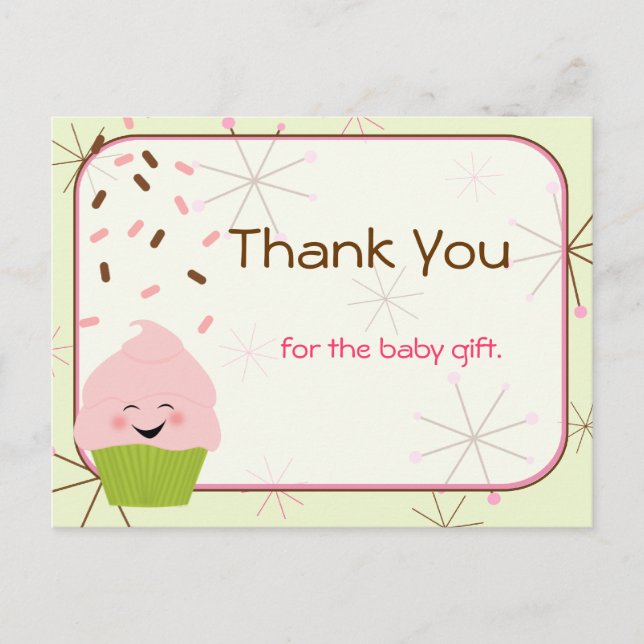 Baby Sprinkle Party Danke in Rosa Postkarte (Vorderseite)