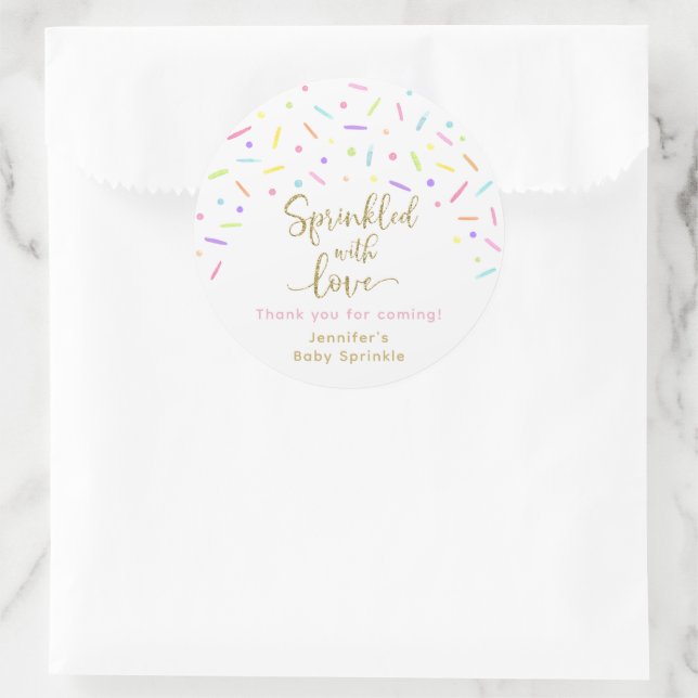 Baby Sprinkle Pink Gold Vielen Dank Runder Aufkleber (Tasche)