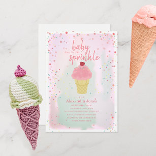 Baby Sprinkle Pink Ice Cream Baby Dusche Einladung