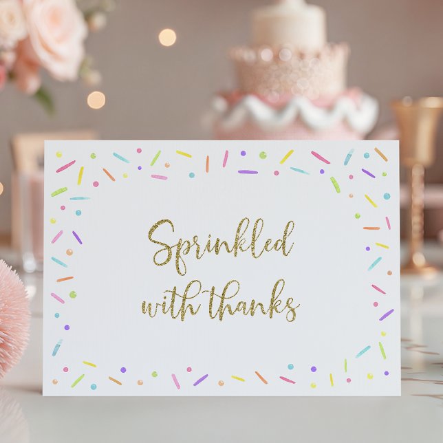 Baby Sprinkle Rainbow Gold Dankeskarte (Von Creator hochgeladen)