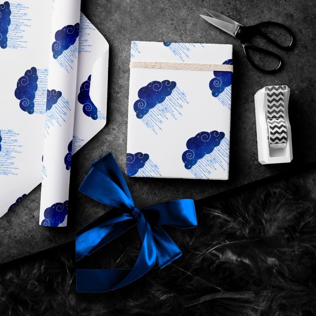 Baby Sprinkle Royal Blue | Bold Moody Rain Shower Geschenkpapier (Von Creator hochgeladen)