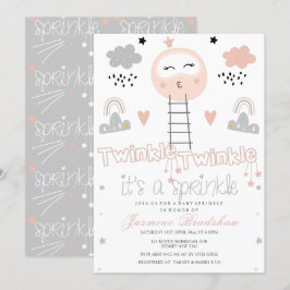 Baby Sprinkle Weg zum Mond Rosa Grau Einladung