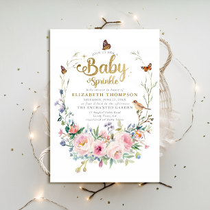 Baby Sprinkle Wildblumen Butterflies Babydusche Einladung