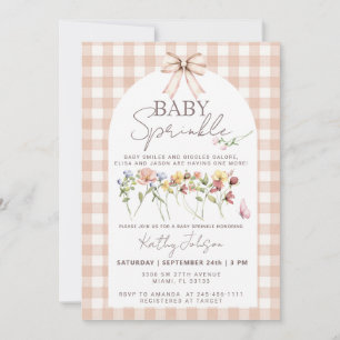 Baby Sprinkle Wildflower Neutral Gingham Einladung