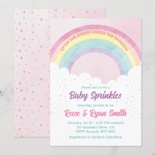 Baby Sprinkles Pastel Rainbow Baby Shower Einladung