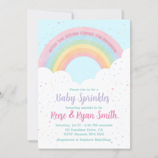 Baby Sprinkles Pastel Rainbow Baby Shower Einladung