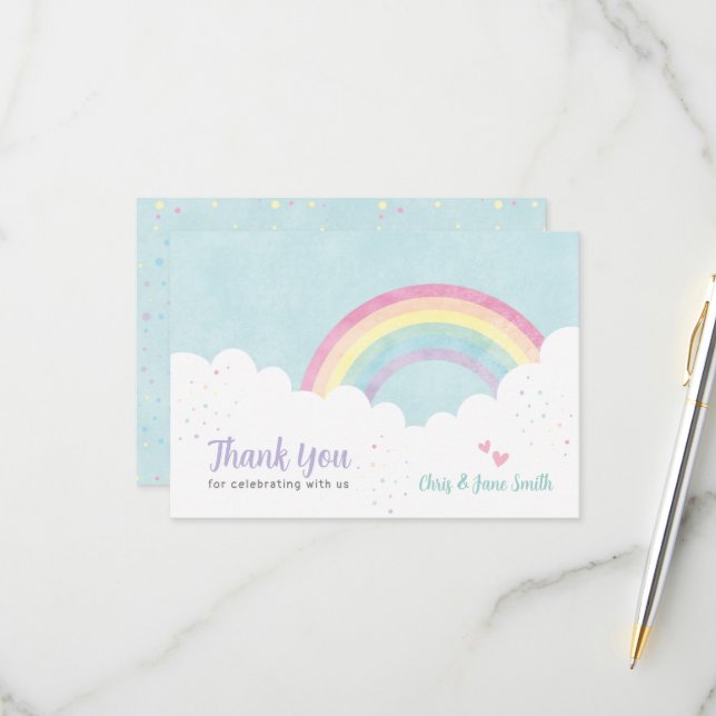Baby Sprinkles Pastel Rainbow RSVP Karte (Vorderseite/Rückseite Beispiel)